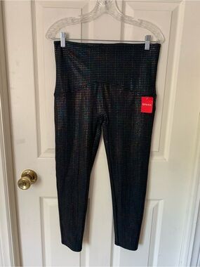 SPANX Ladies Black Holographic Shine Leggings